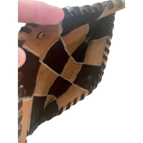Vintage Brown Leather Patchwork Wallet Clutch - Picture 3 of 3